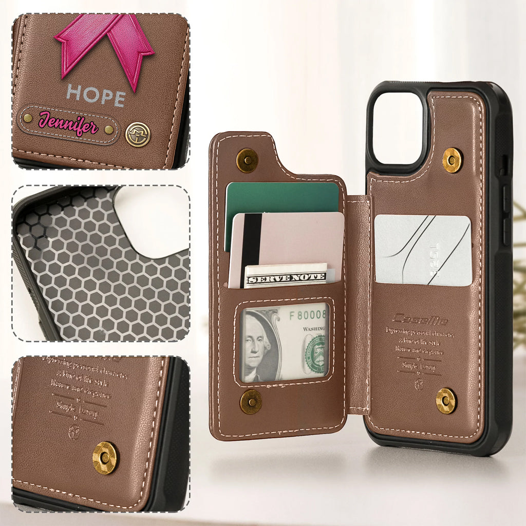 Hope - Personalized Breast Cancer Awareness Wallet Phone Case