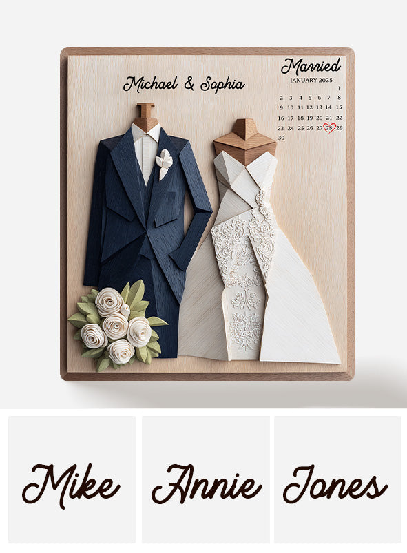 Anniversary Custom Calendar - Personalized Couple Custom Shaped Wood Plaque