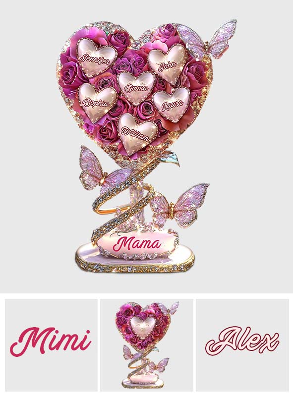 Mama Heart - Personalized Mother Custom Shaped Acrylic Plaque