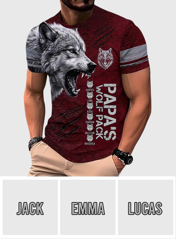 Papás Wolf Pack - Personalisierte Vater All Over Shirt