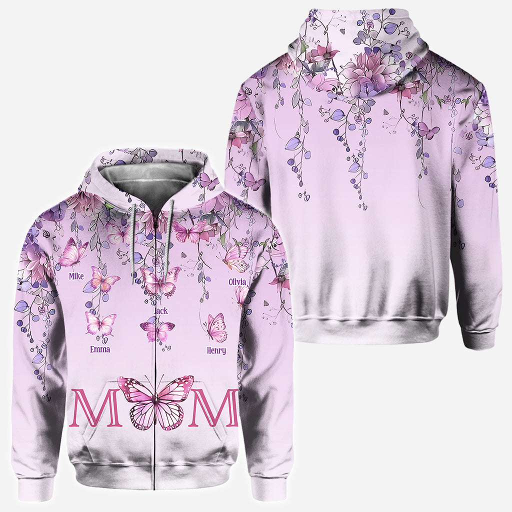 Mother And Children Butterfly - Personalized Mother All Over Shirt