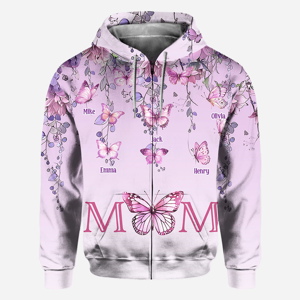 Mother And Children Butterfly - Personalized Mother All Over Shirt