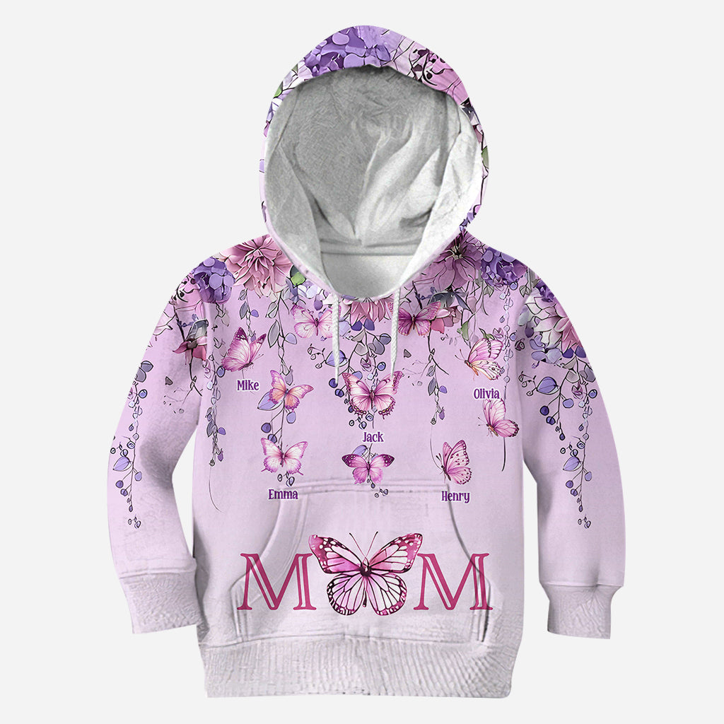Mother And Children Butterfly - Personalized Mother All Over Shirt