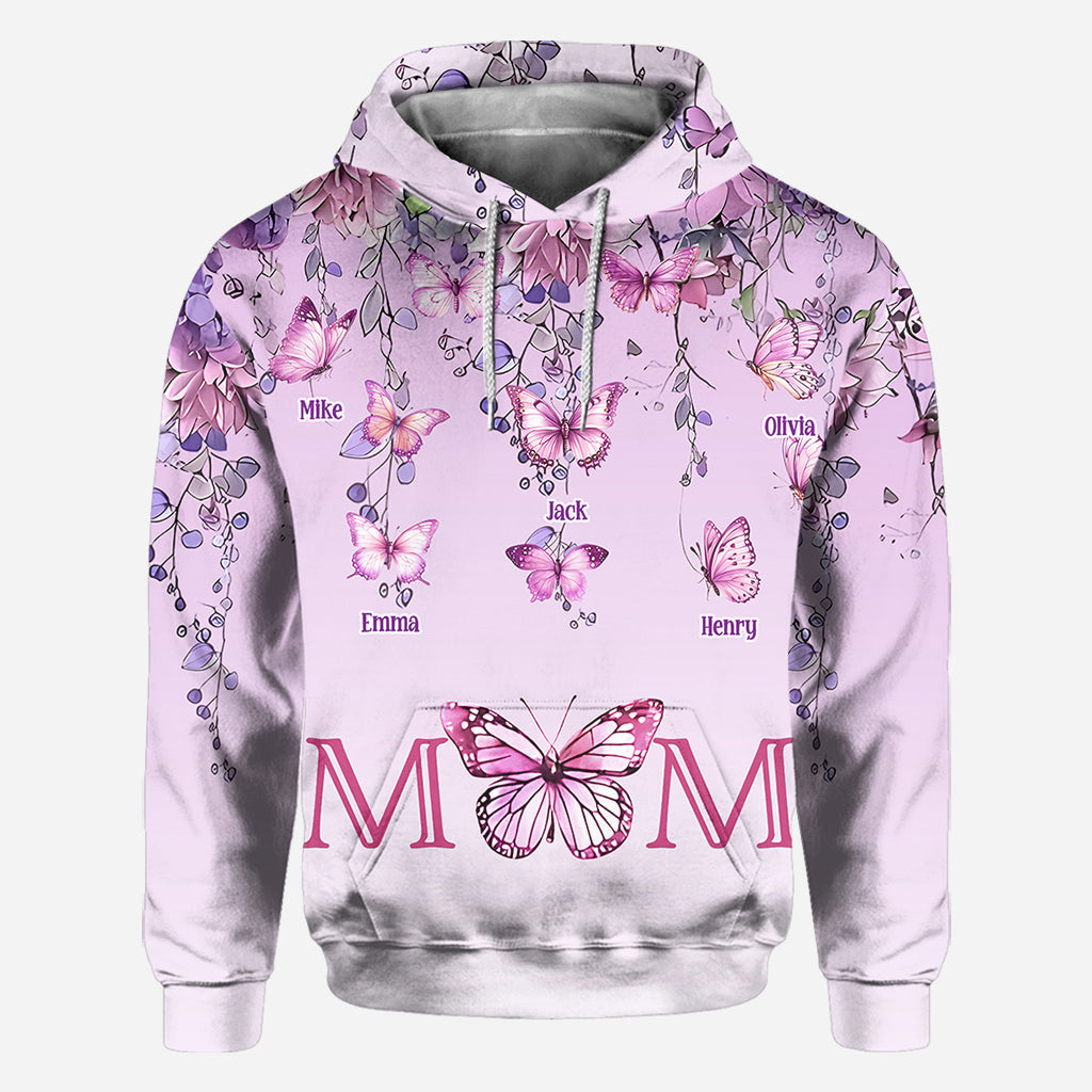 Mother And Children Butterfly - Personalized Mother All Over Shirt