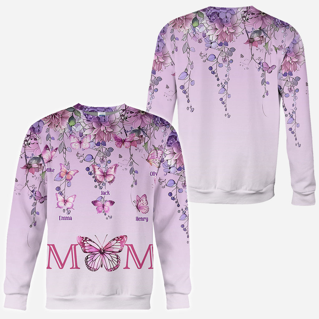 Mother And Children Butterfly - Personalized Mother All Over Shirt