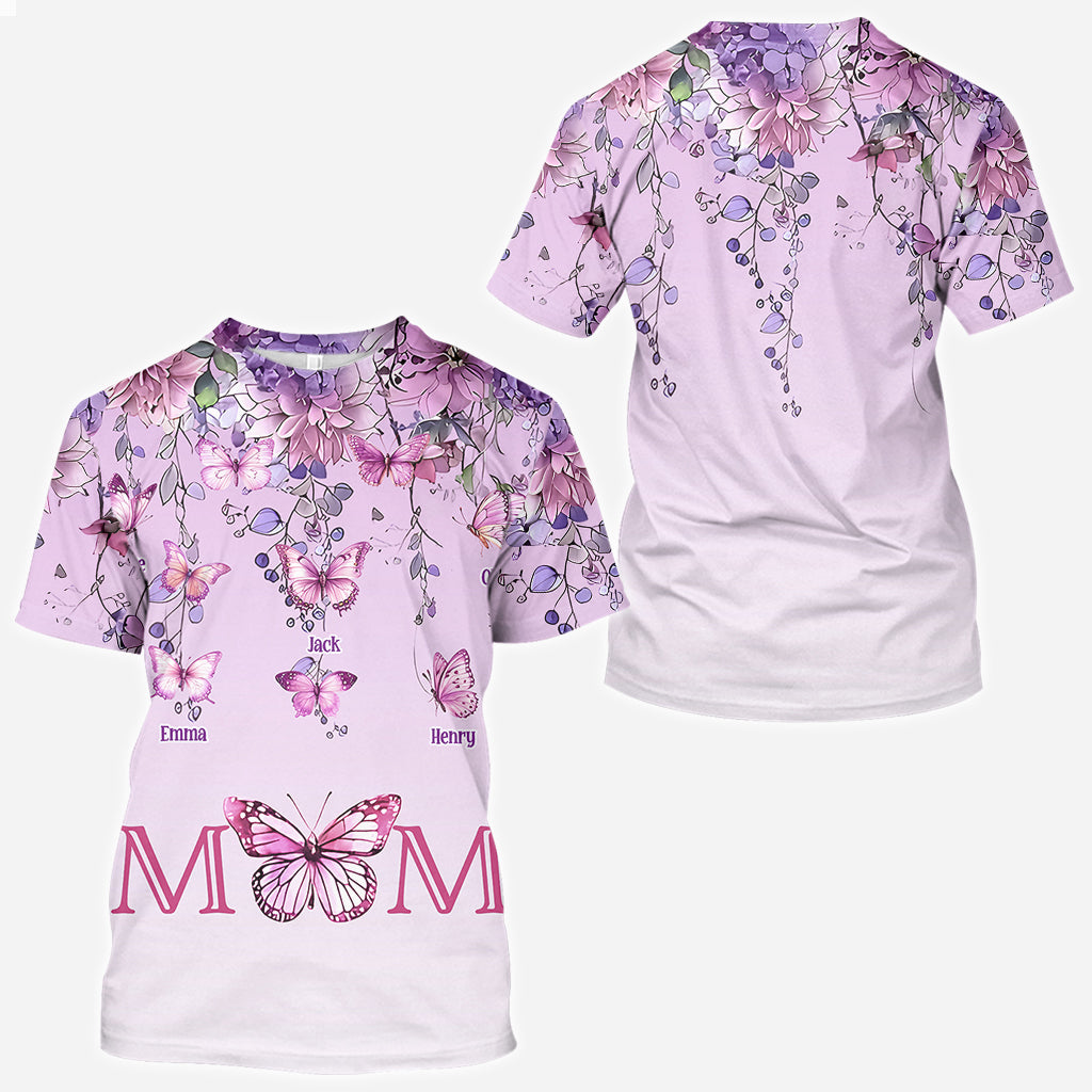Mother And Children Butterfly - Personalized Mother All Over Shirt