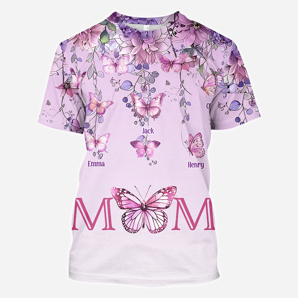 Mother And Children Butterfly - Personalized Mother All Over Shirt