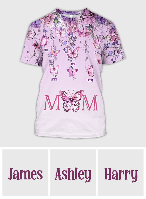 Mother And Children Butterfly - Personalized Mother All Over Shirt