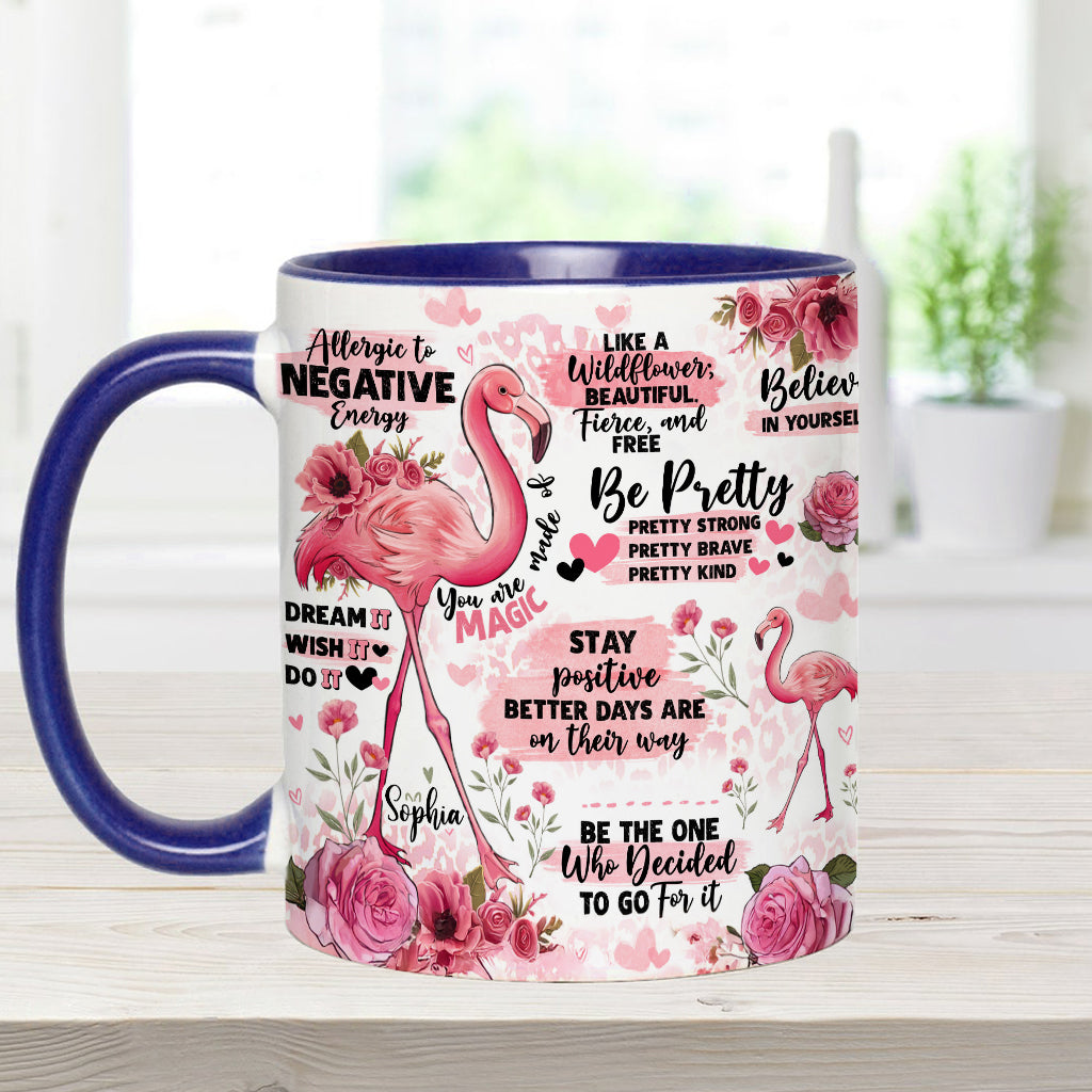 Flamingo Affirmation - Personalized Flamingo Accent Mug