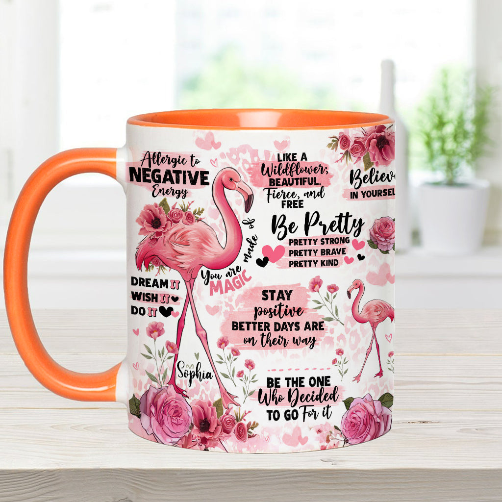 Flamingo Affirmation - Personalized Flamingo Accent Mug