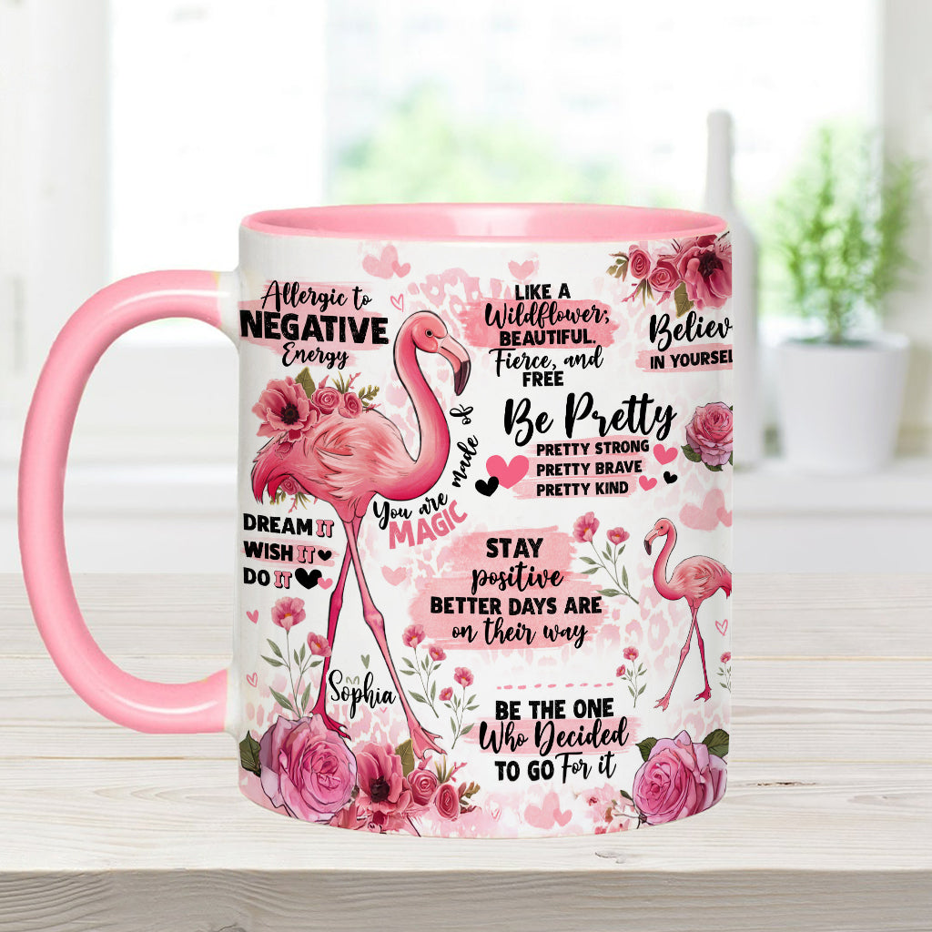 Flamingo Affirmation - Personalized Flamingo Accent Mug