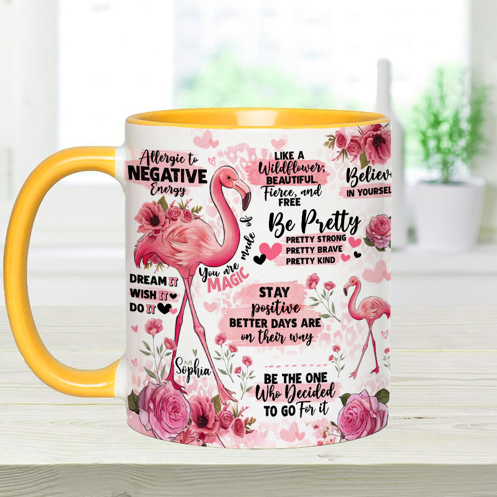 Flamingo Affirmation - Personalized Flamingo Accent Mug