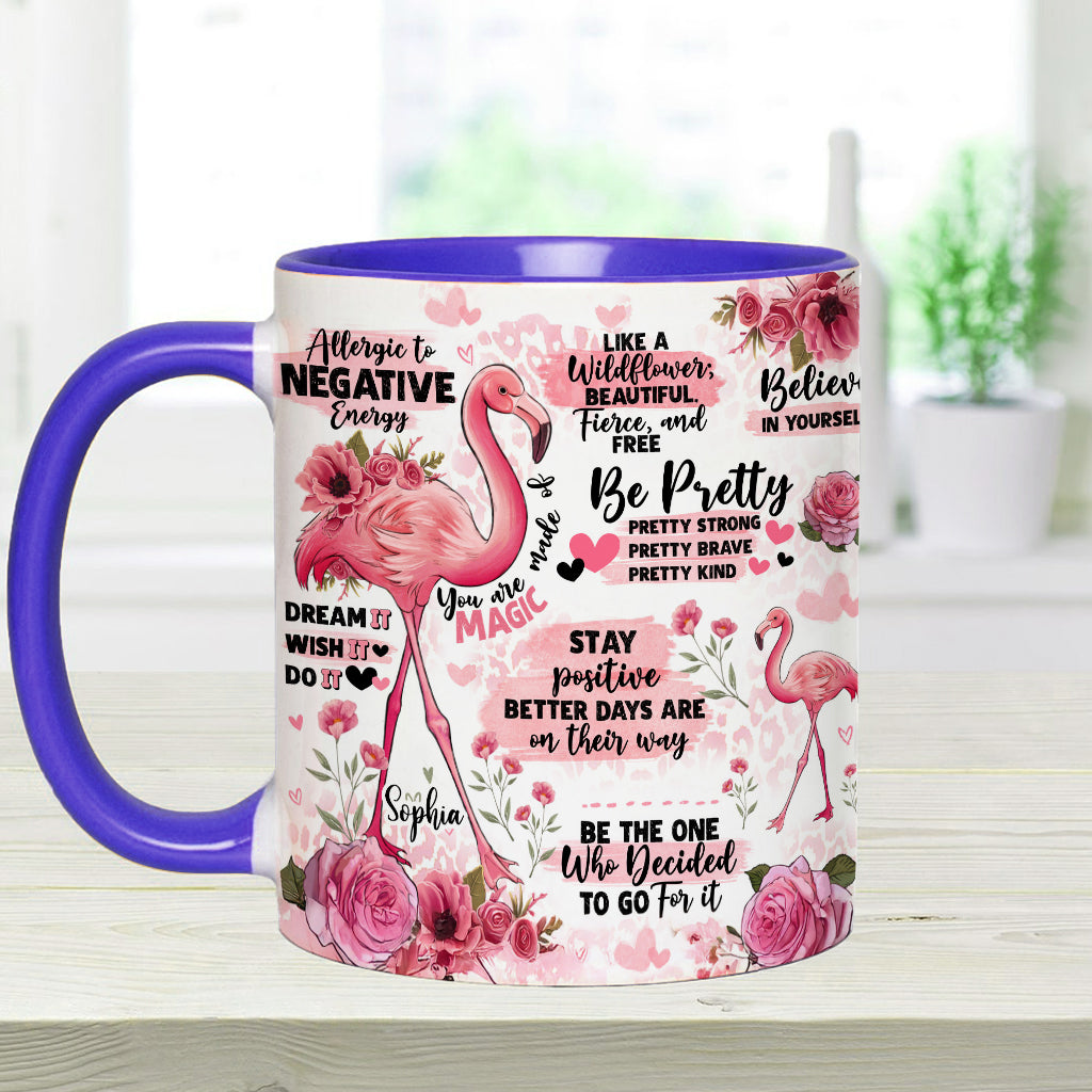 Flamingo Affirmation - Personalized Flamingo Accent Mug