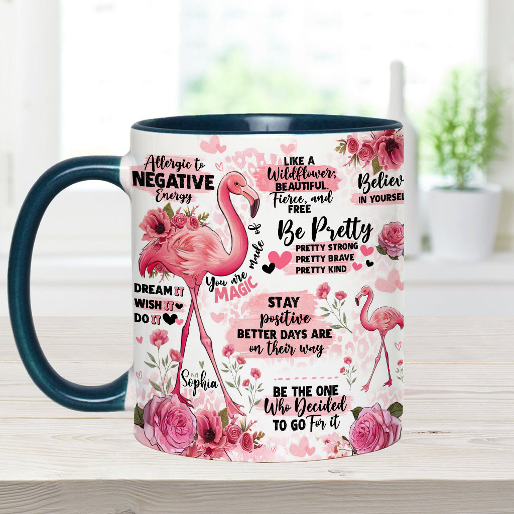 Flamingo Affirmation - Personalized Flamingo Accent Mug