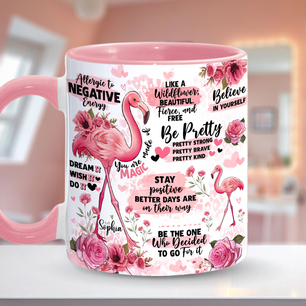 Flamingo Affirmation - Personalized Flamingo Accent Mug