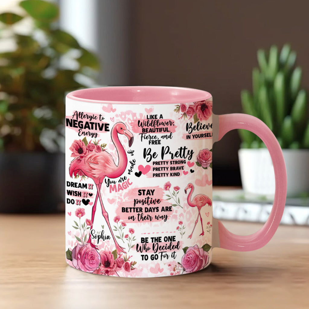 Flamingo Affirmation - Personalized Flamingo Accent Mug