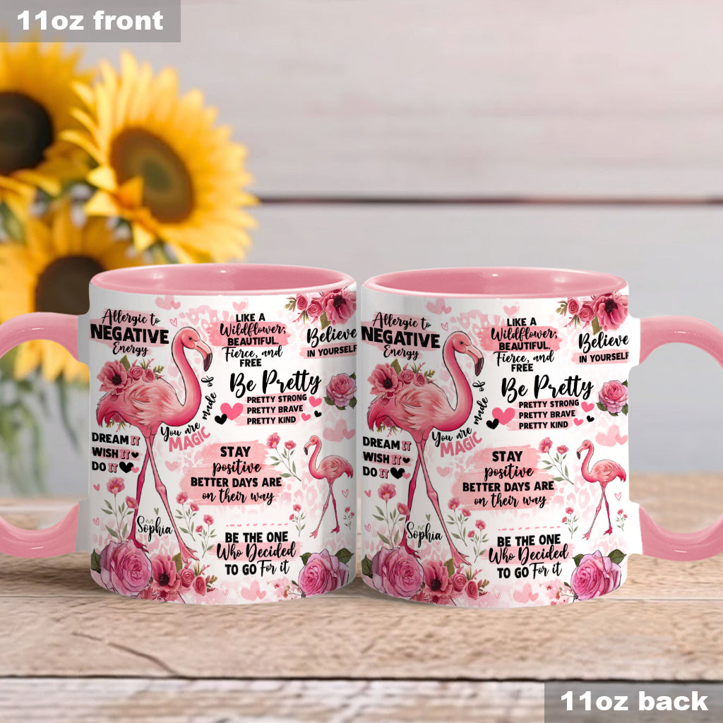 Flamingo Affirmation - Personalized Flamingo Accent Mug