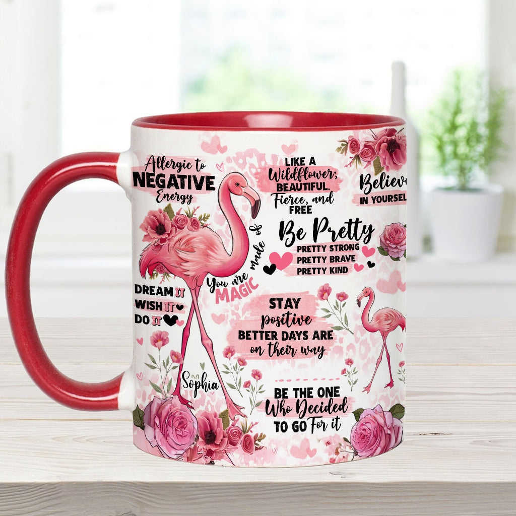 Flamingo Affirmation - Personalized Flamingo Accent Mug