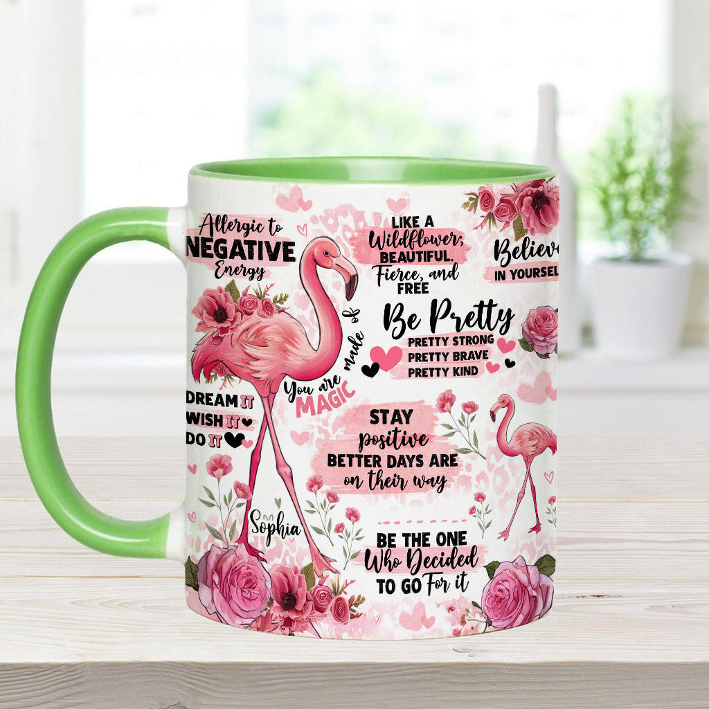 Flamingo Affirmation - Personalized Flamingo Accent Mug