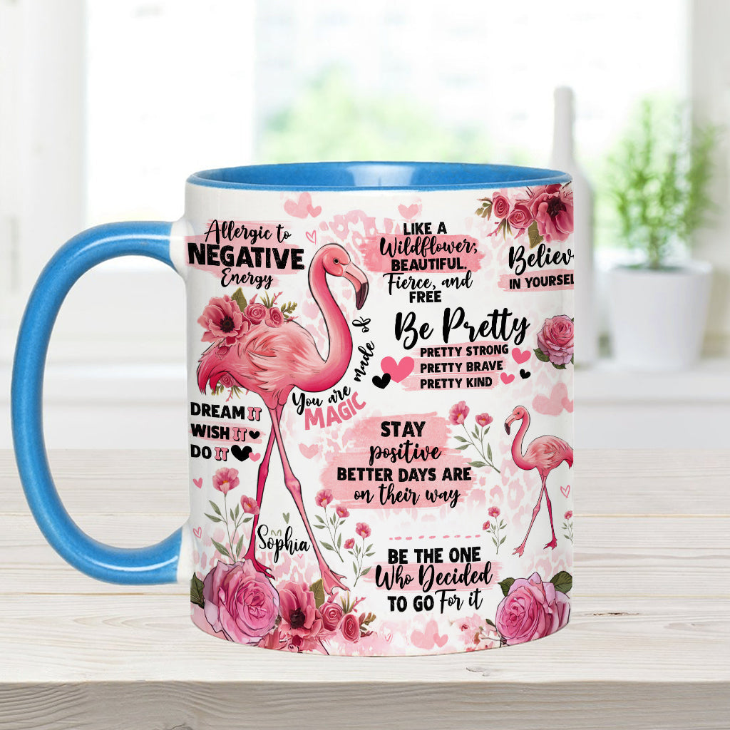 Flamingo Affirmation - Personalized Flamingo Accent Mug
