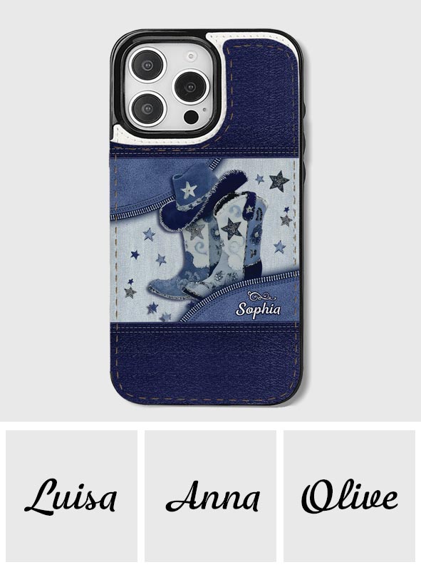 Bottes de cowgirl - Étui portefeuille pliable personnalisé pour téléphone, style cowgirl