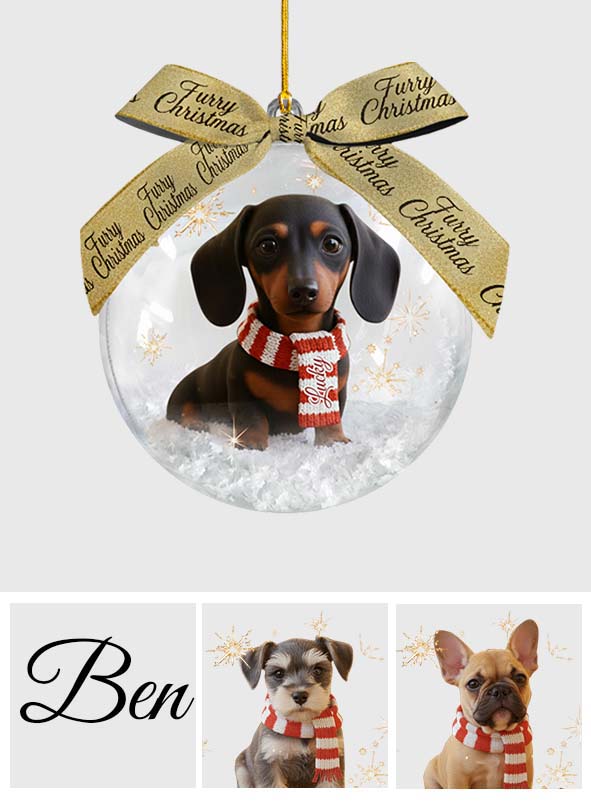 Ich liebe meinen Hund – Personalisierte Schneekugel mit Hund und Schleife