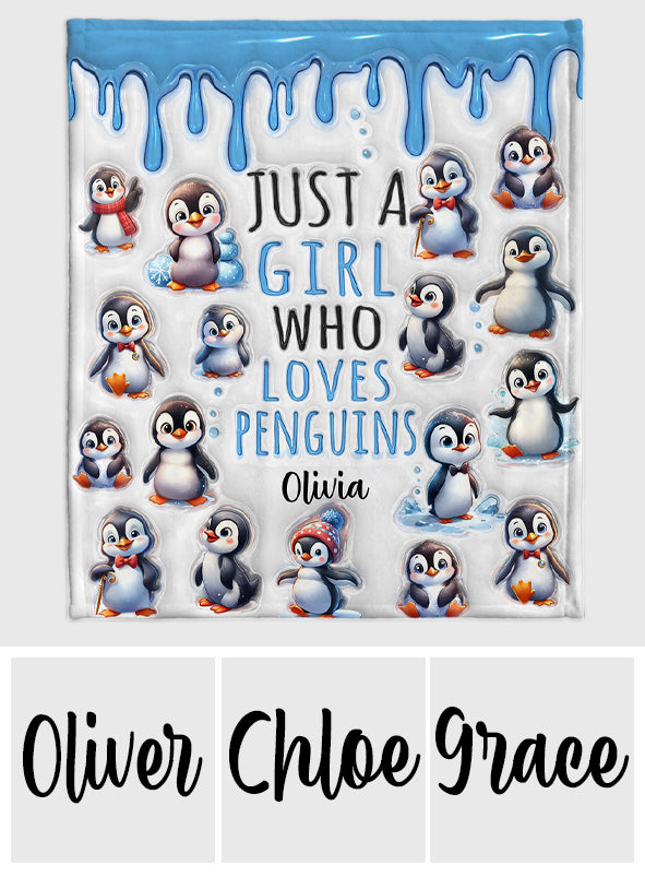 Couverture personnalisée « Juste une fille qui aime les pingouins »