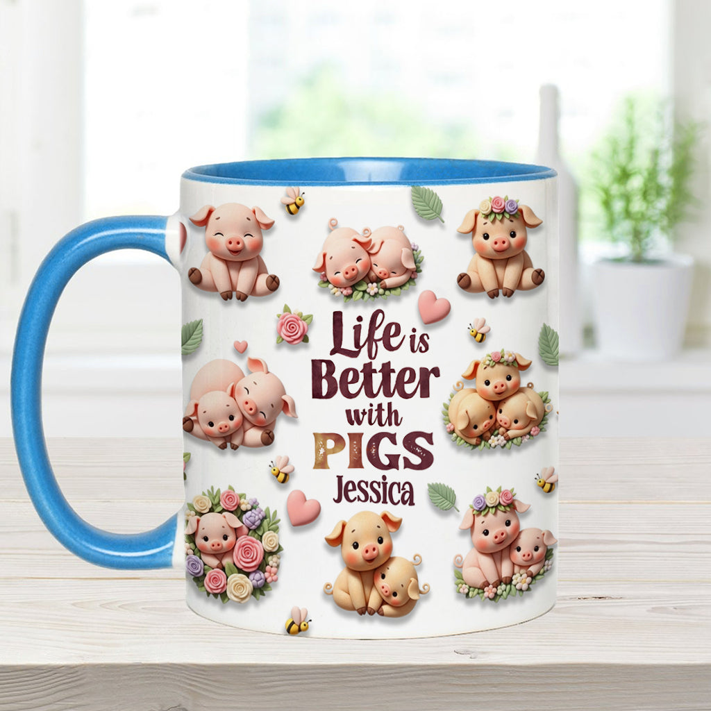 Just A Girl Who Loves Pigs - Personalized Pig Lover Accent Mug