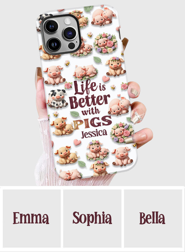 Juste une fille qui aime les cochons - Coque de téléphone personnalisée avec impression intégrale pour les amoureux des cochons