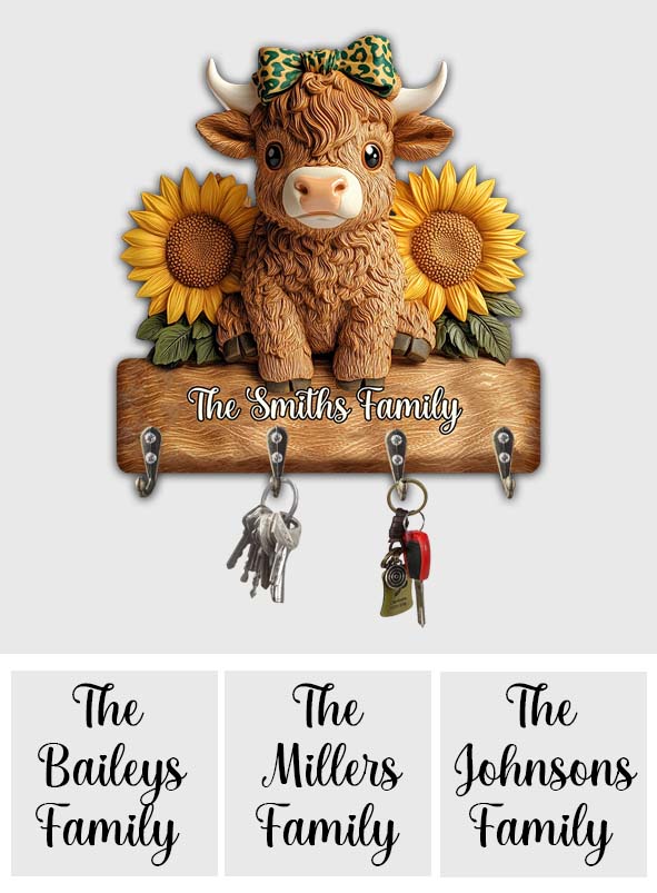 J'adore les vaches des Highlands ! Porte-clés personnalisé en forme de vache des Highlands