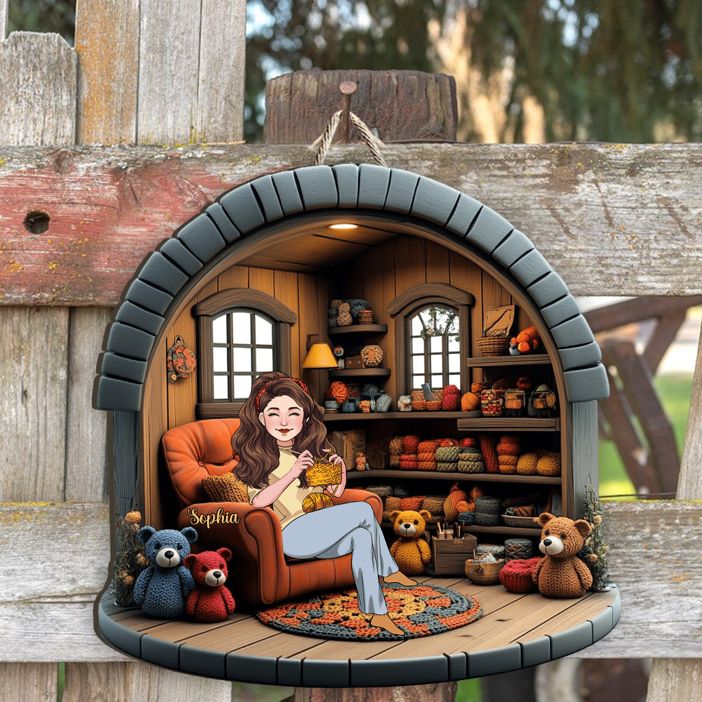 In My Crocheting/ Knitting Room - Personalized Crocheting Custom Shaped Wood Sign