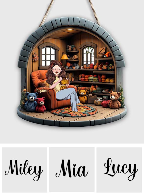 In My Crocheting/ Knitting Room - Personalized Crocheting Custom Shaped Wood Sign
