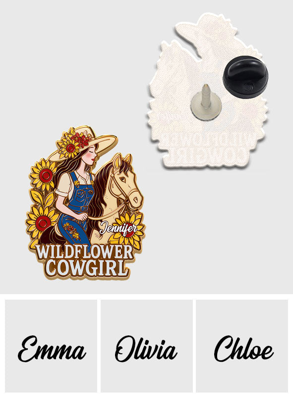 Cowgirl Wildflower – Personalisierte Cowgirl-Anstecknadel