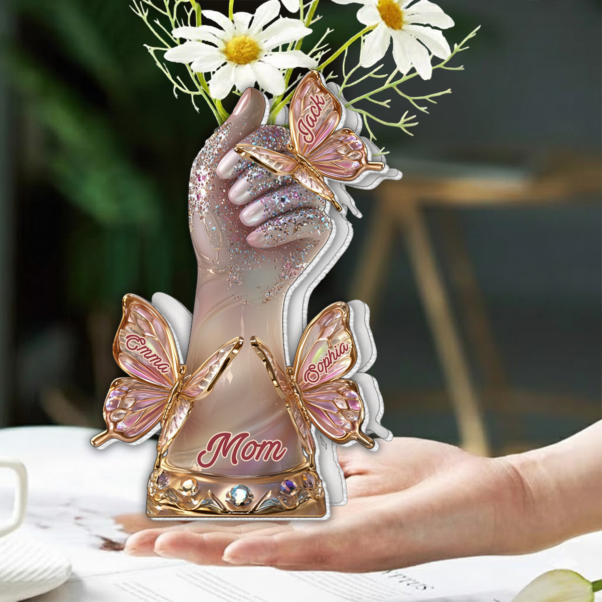 The Love Of The Mother & Her Kids - Personalized Mother Custom Shape Acrylic Flower Vase