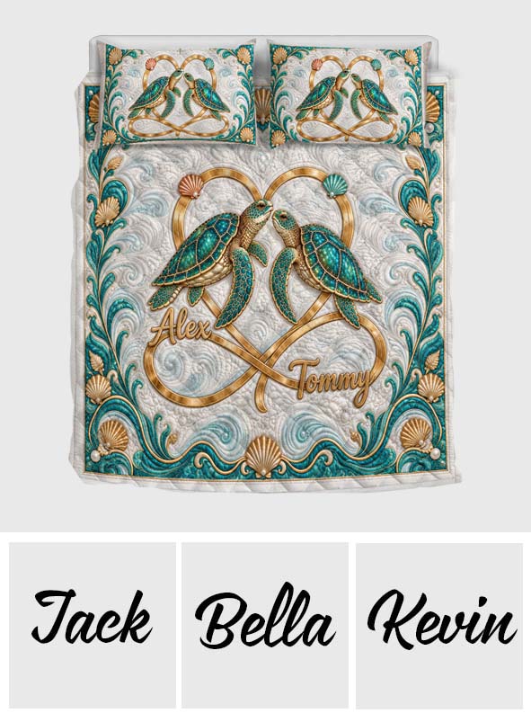 Love You Infinite - Personalized Turtle Quilt Set