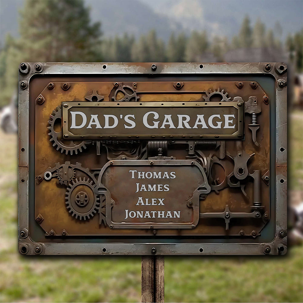 Dad's Garage - Personalized Father Rectangle Metal Sign