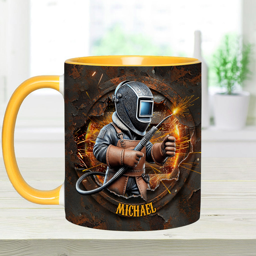 Proud Welder Man - Personalized Welder Accent Mug