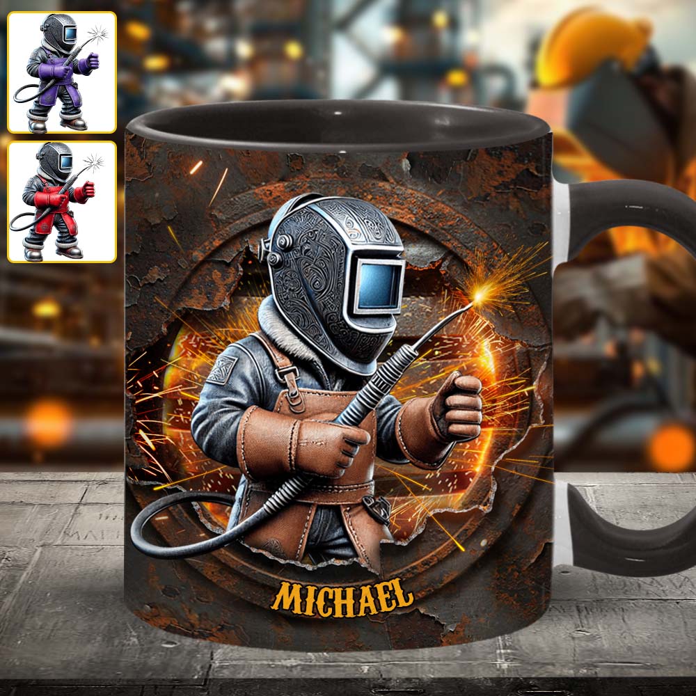 Proud Welder Man - Personalized Welder Accent Mug