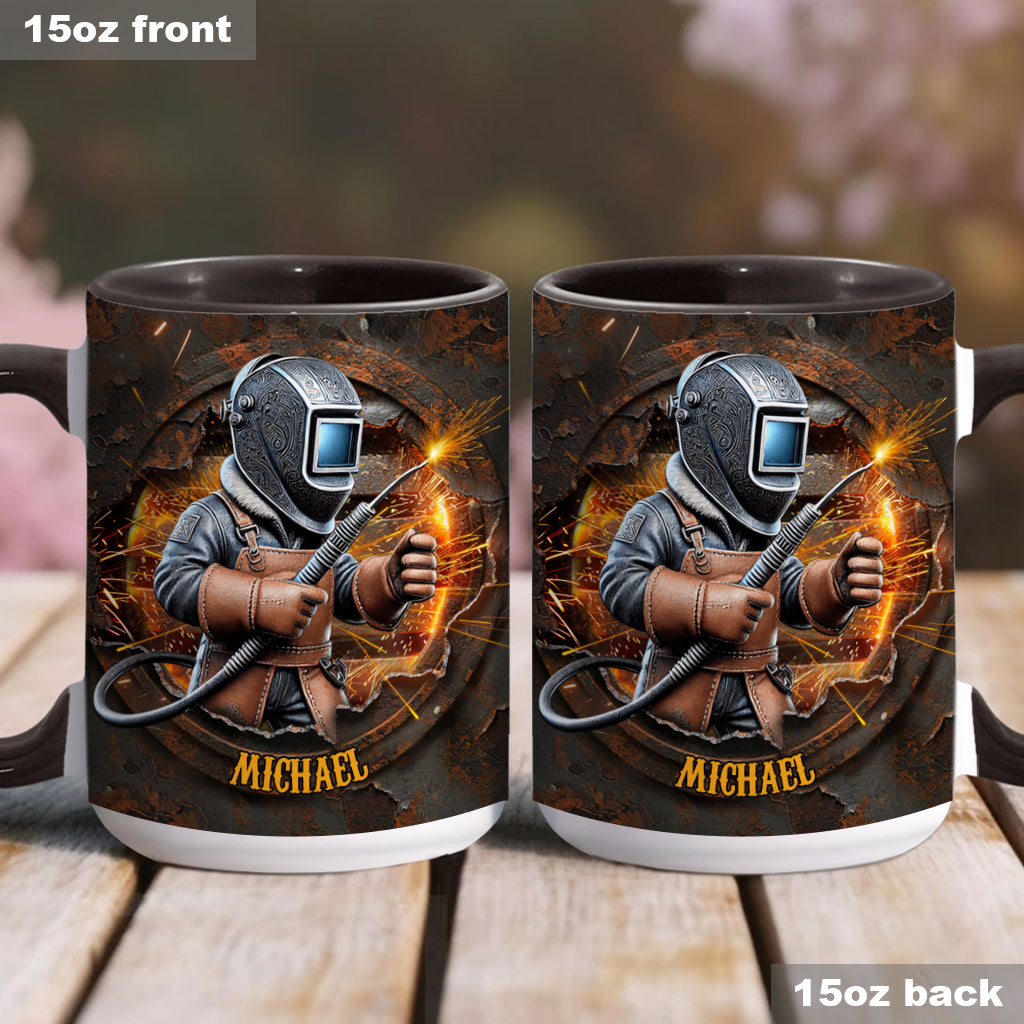 Proud Welder Man - Personalized Welder Accent Mug