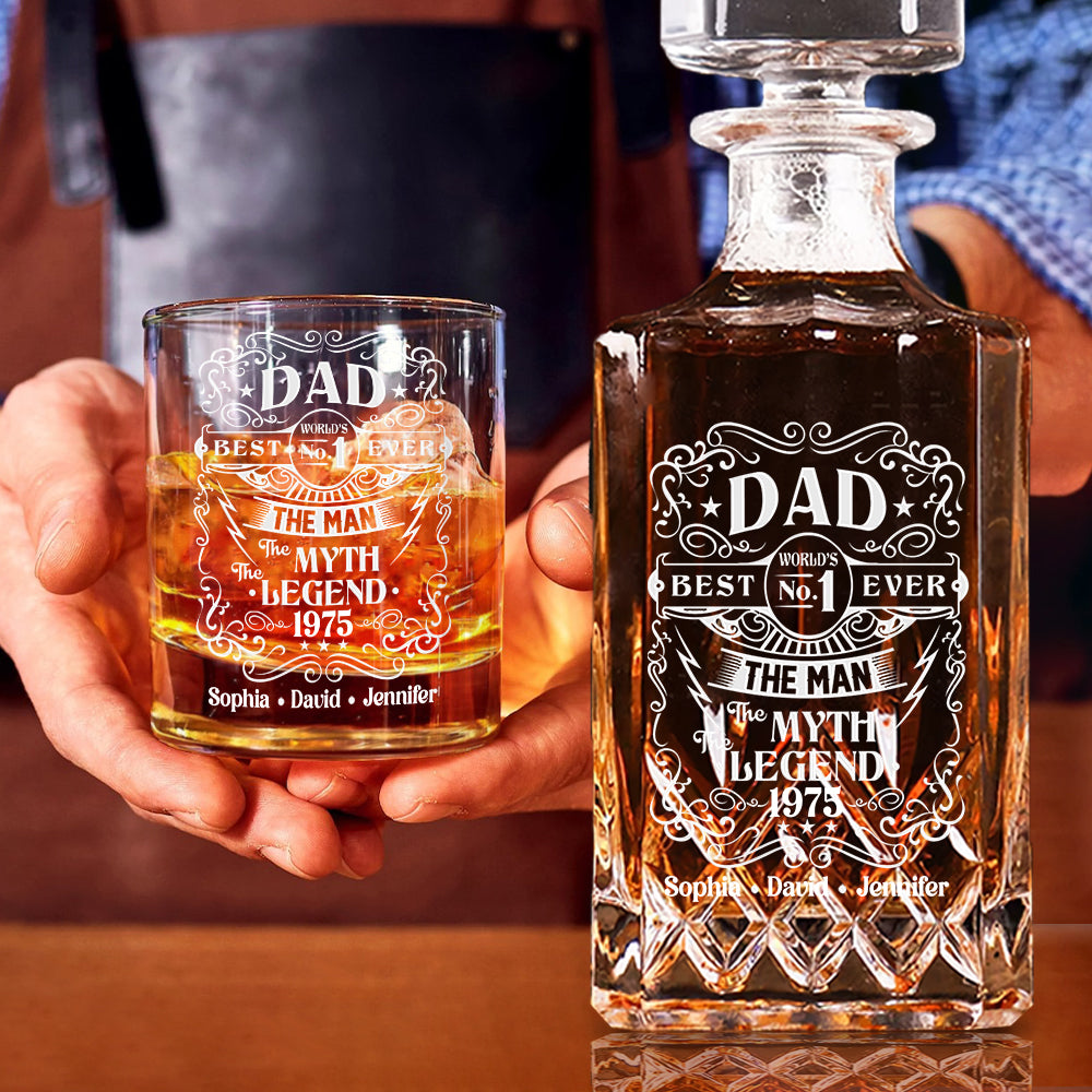 The Man The Myth The Legend - Personalized Father Whiskey Decanter Set