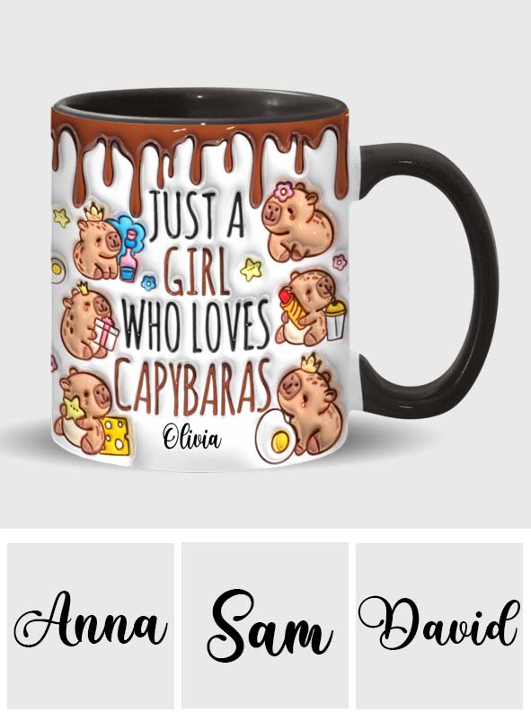 Mug personnalisé « Juste une fille qui adore les capybaras »