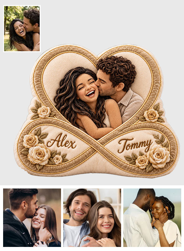 I Love You For Infinity Couple Gift - Personalized Couple Premium Faux Fur Pillow