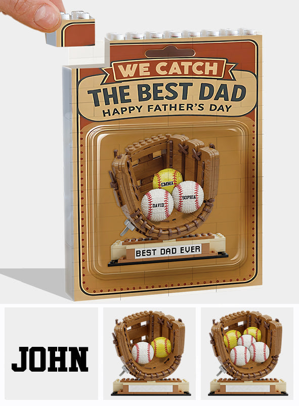 Wir fangen den besten Papa – personalisierte Baseball-Bausteine in vertikaler Rechteckform, beidseitig bedruckt