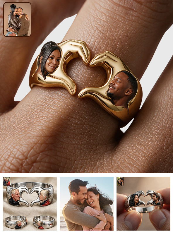 Hand Heart Ring - Personalized Couple Adjustable Shaped Ring