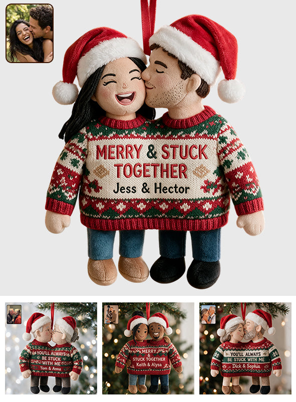 Frohe Weihnachten & Stuck With You - Personalisierter Plüsch Ornament für Paare