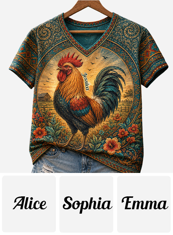 Just A Girl Who Loves Chicken - Personalized Chicken Fully Printed V-Neck T-Shirt