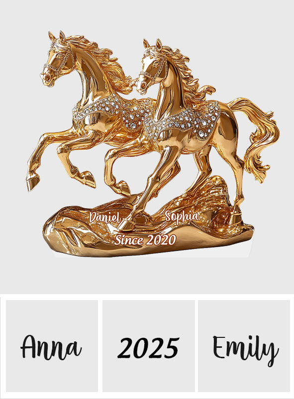 Magnifique couple de chevaux - Plaque acrylique personnalisée en forme de cheval
