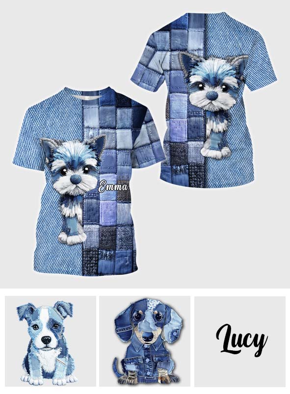 T-shirt personnalisé « J’adore les Yorkshire Terriers » avec motif chien.