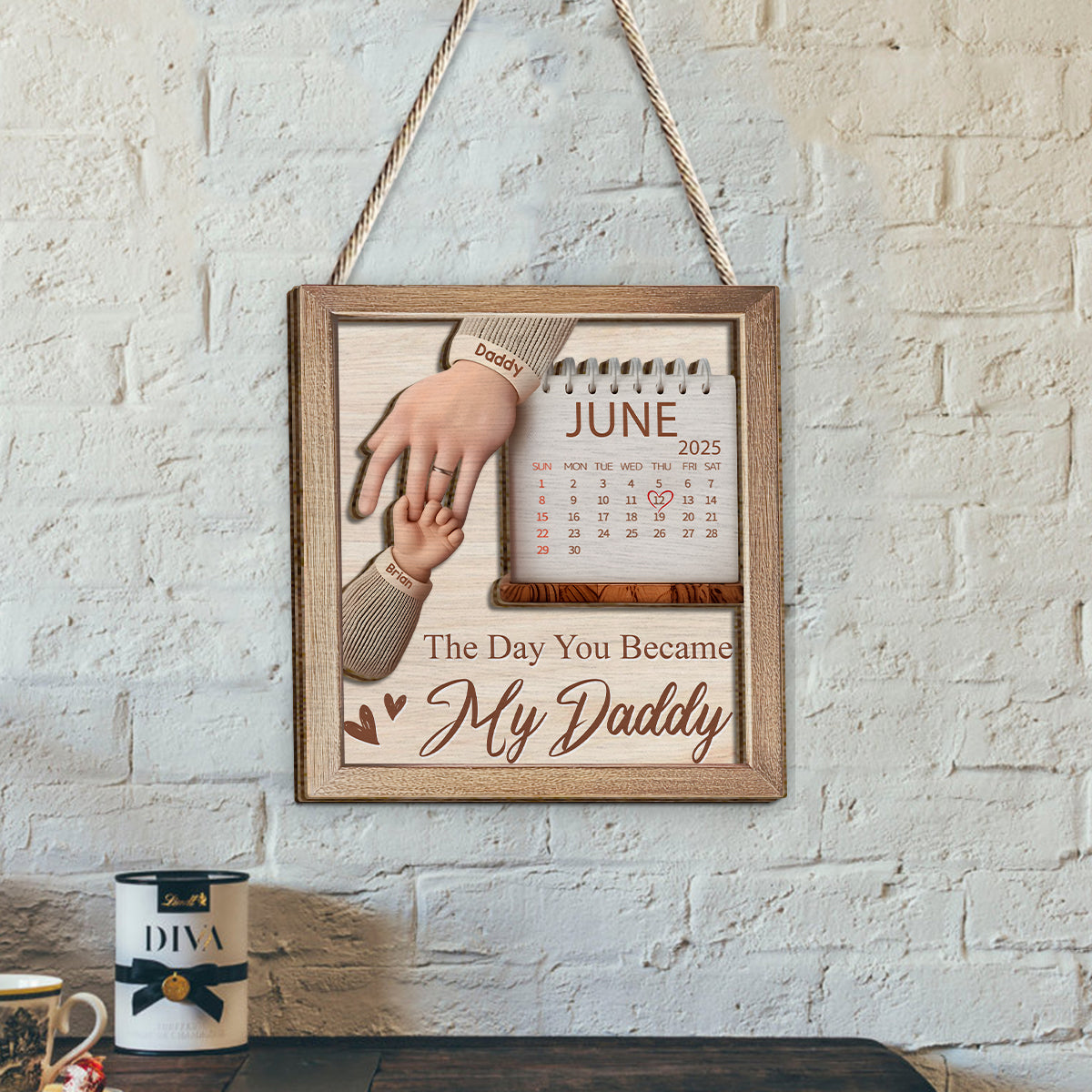 The Day You Became My Daddy - Personalized Father 2 Layered Wood Sign / Wood Plaque