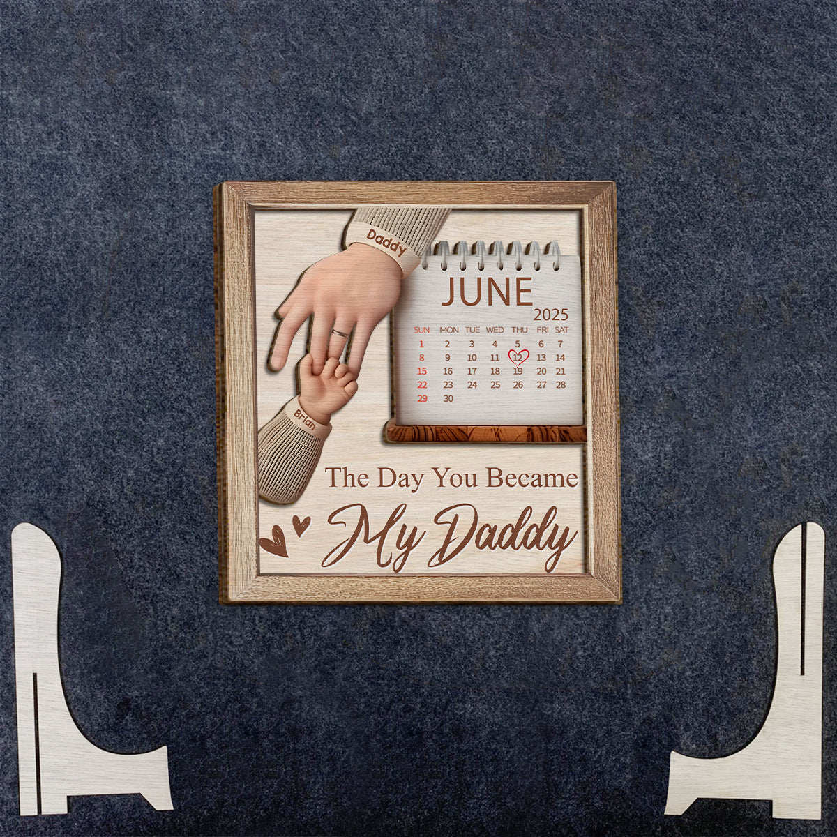The Day You Became My Daddy - Personalized Father 2 Layered Wood Sign / Wood Plaque